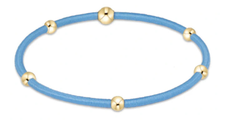 blue hair tie bracelet with gold beads