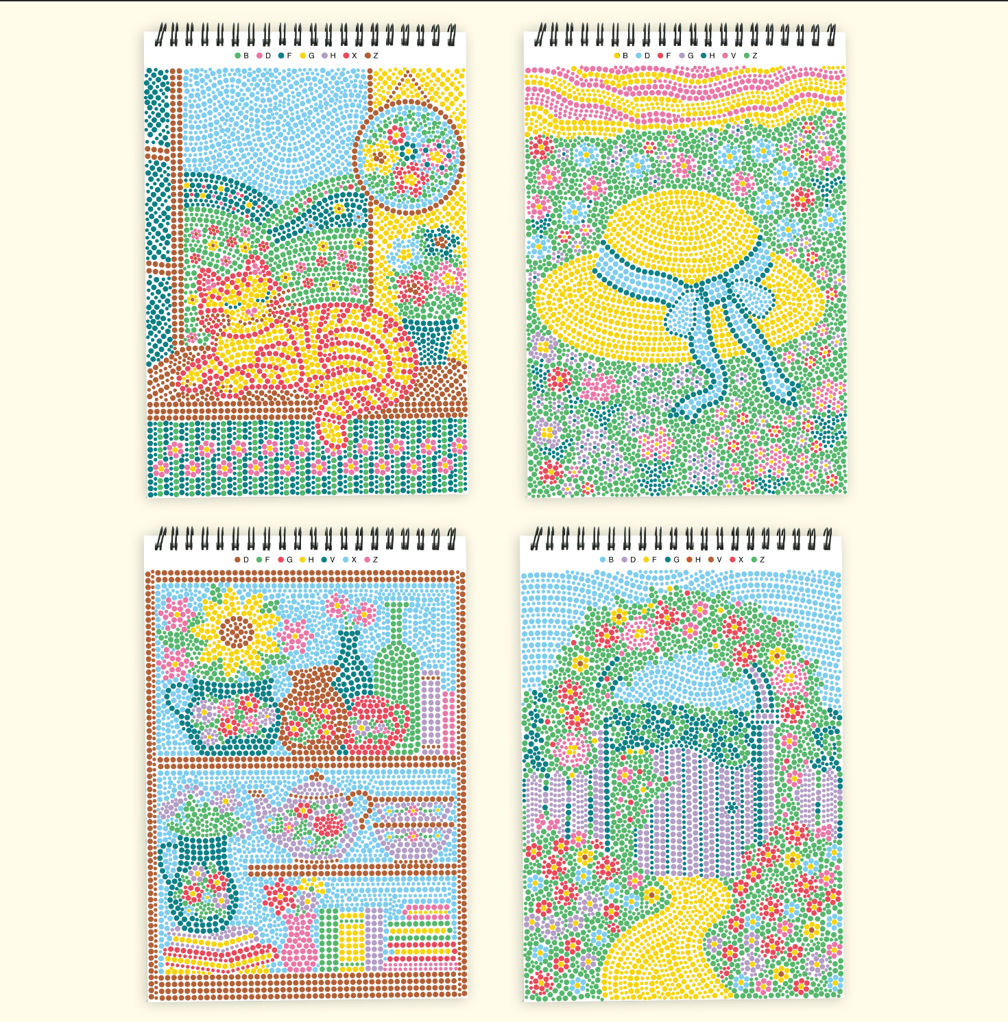 4 examples of colored cozy cottage pages