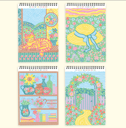 4 examples of colored cozy cottage pages