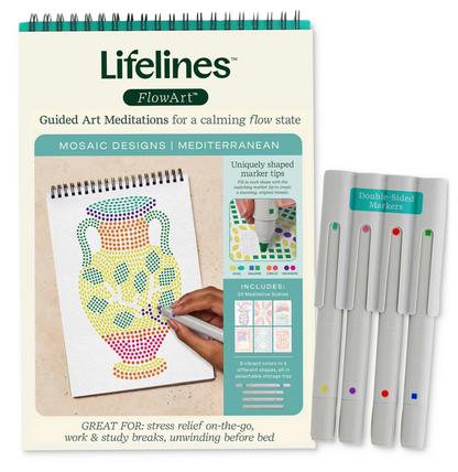 mediterranean art pad with 4 markers in their carrying case