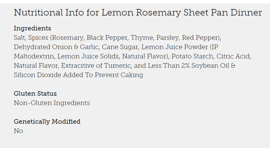 Ingredient list. Please call 501-327-2182 for more information.