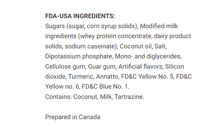 Ingredient list. Please call (501)-327-2182 for more information.