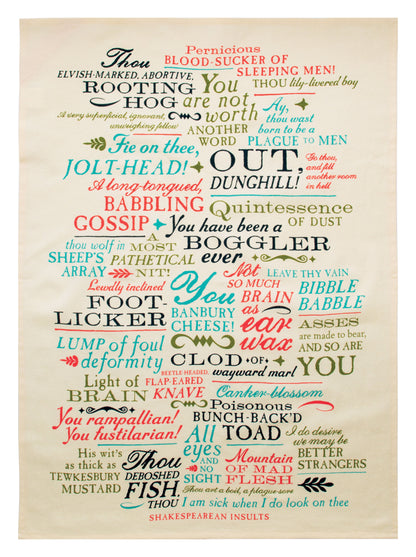 colorful towel filled with shakespearean insults