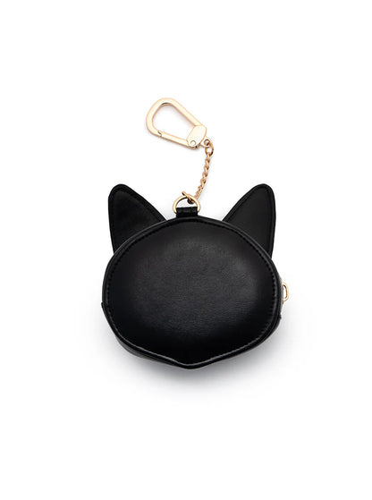 Back view of Black Cat head shaped bag charm pouch