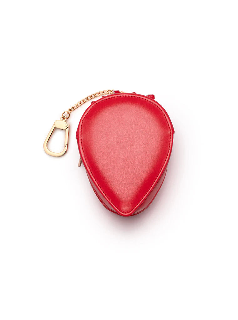 back view of red Strawberry bag charm