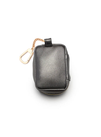 Back view of Black Sardines bag charm pouch