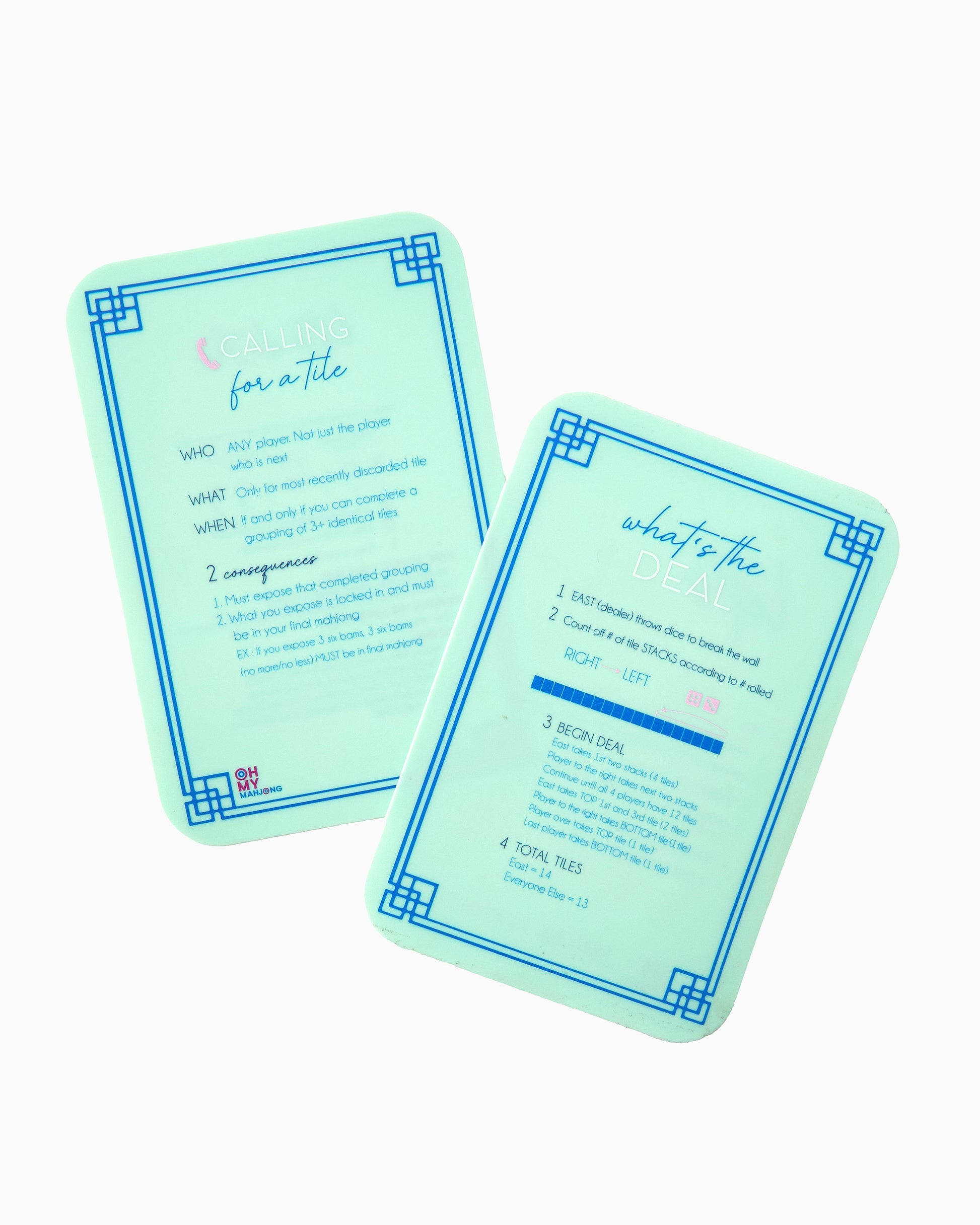 back side of mint shuffler cards
