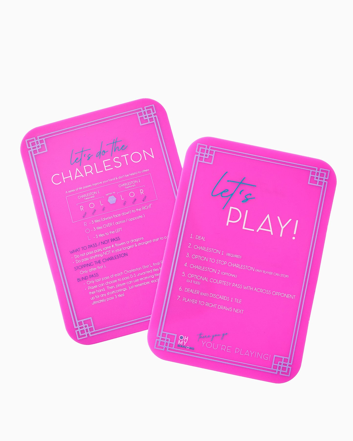 front side of pink tile shuffler cards