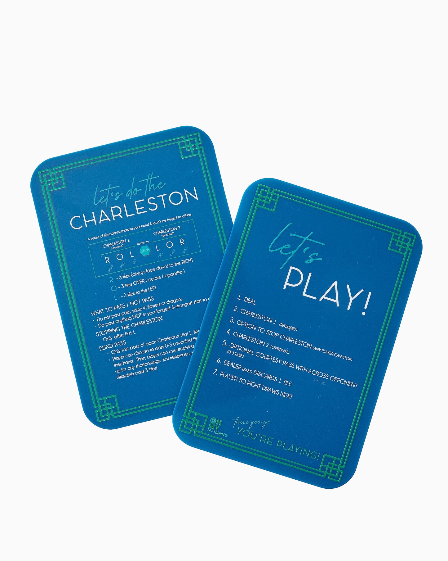 front side of blue mahjong shuffler cards
