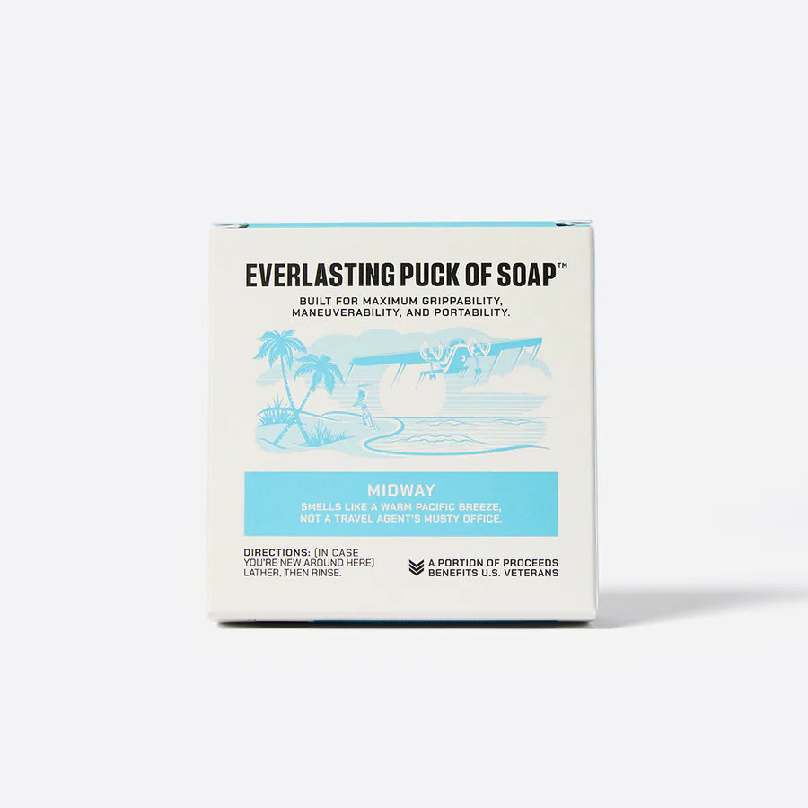 Box of Everlasting Puck of Soap on a white background