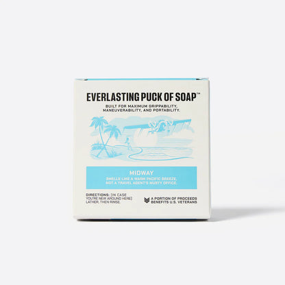 Box of Everlasting Puck of Soap on a white background