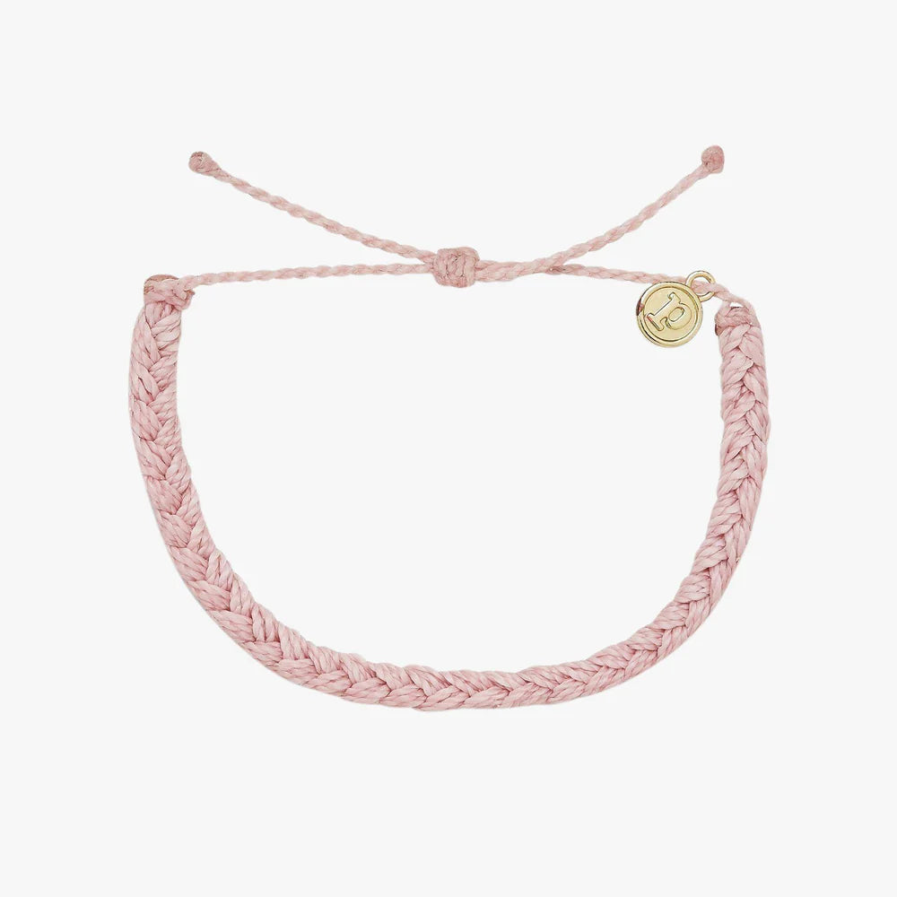 Pura Vida braided light pink bracelet with Pura Vida charm