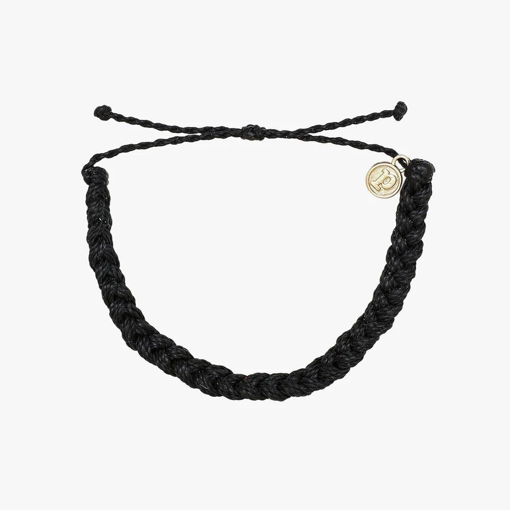 Pura Vida black braided bracelet with a Pura Vida logo charm
