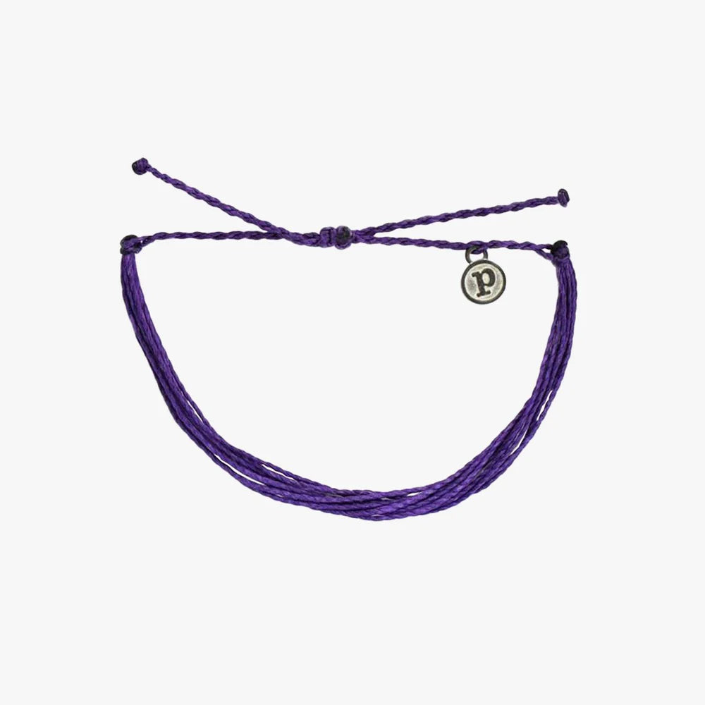 Pura Vida multi strand corded purple bracelet with a Pura Vida logo charm