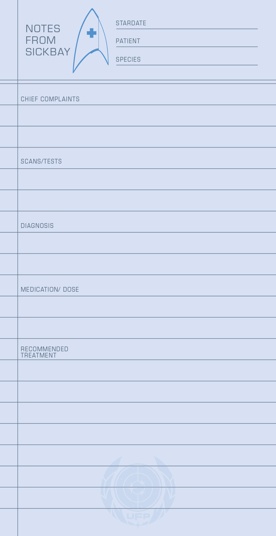 star trek notepad with logo