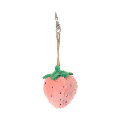 Pink Strawberry bag charm shown on a white background