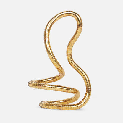 Gold snake-shaped fidget toy on a white background