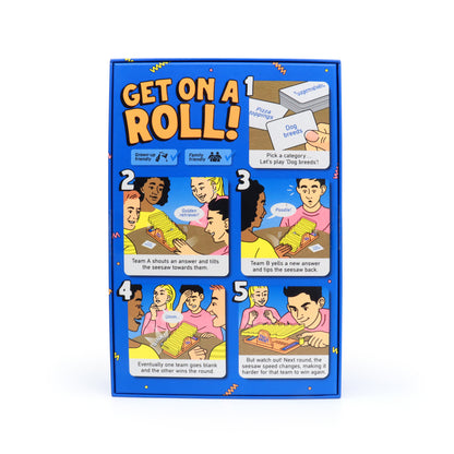 back of the boxed game of Tilt 'n' Shout