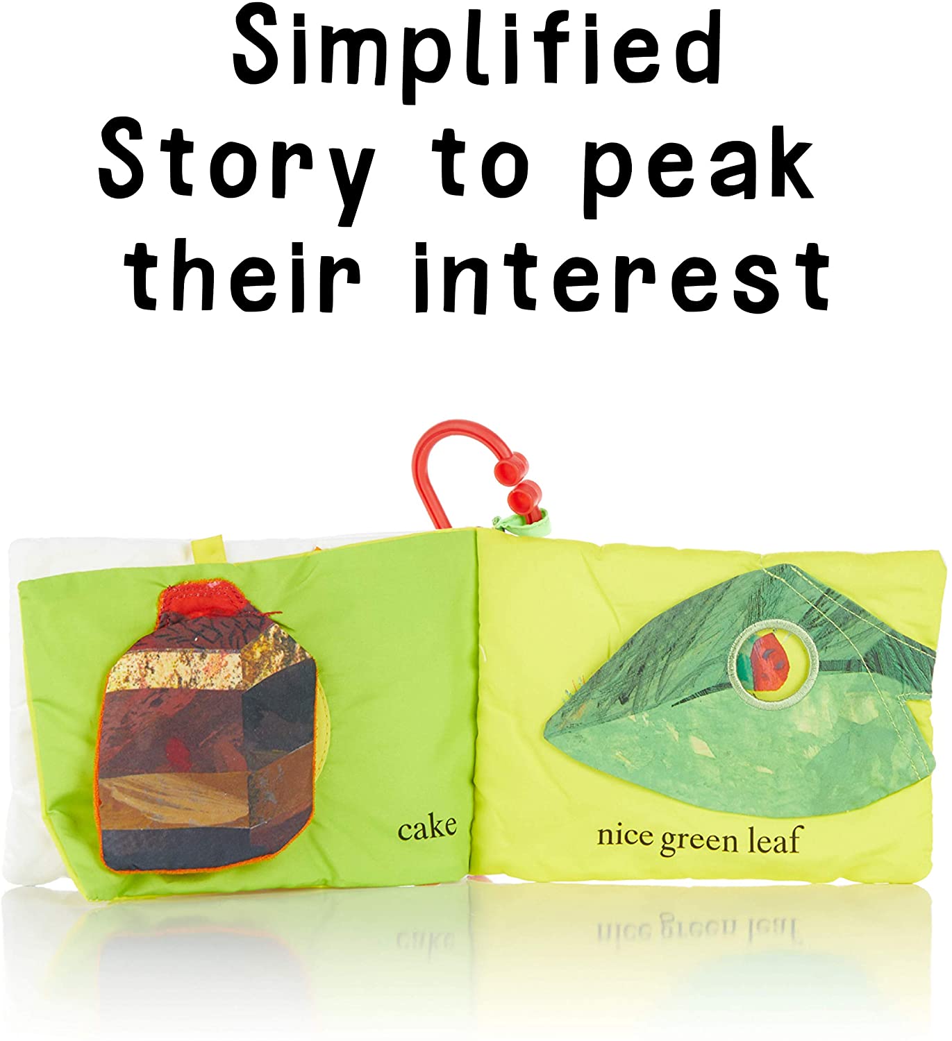 inside pages of Eric Carle - The Very Hungry Caterpillar Soft Book with Strawberry Teether.
