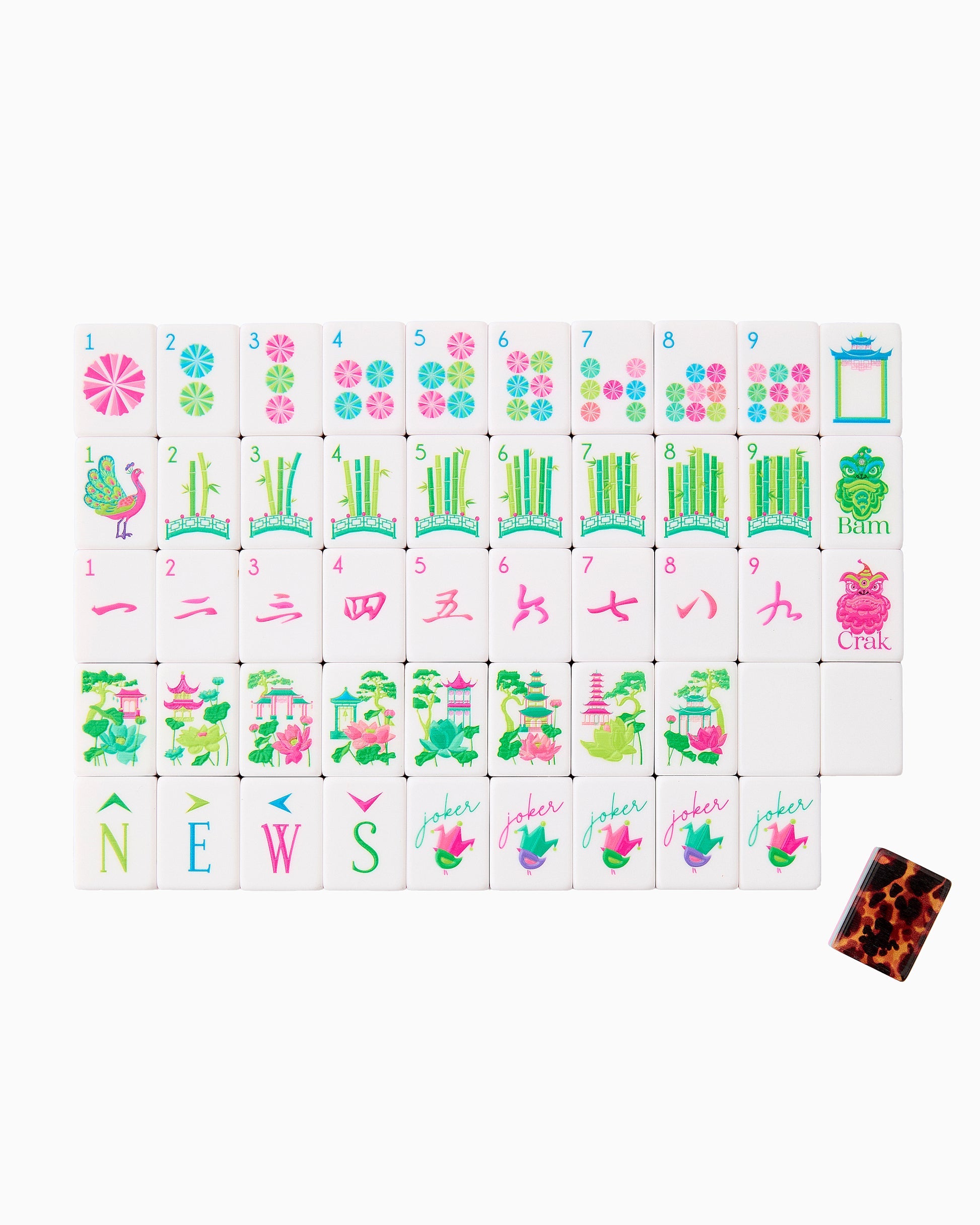 small set of glow wild mahjong tiles