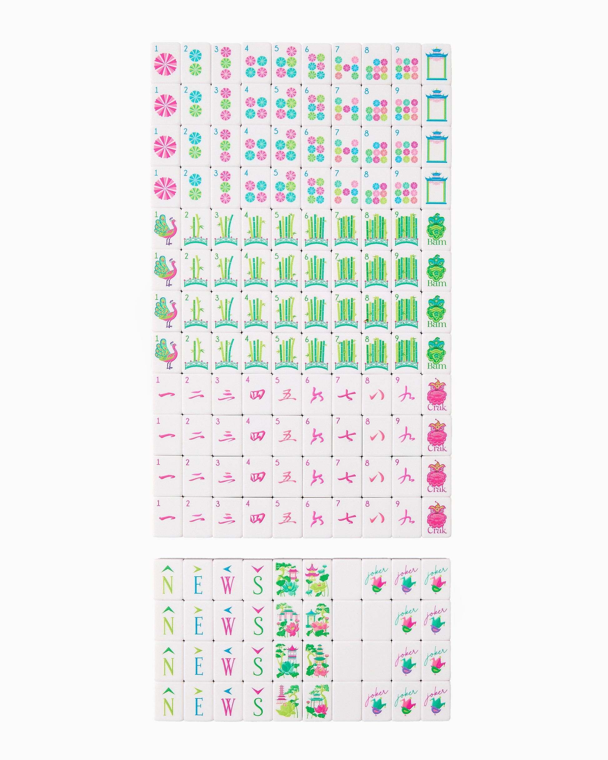 full set of glow wild mahjong tiles