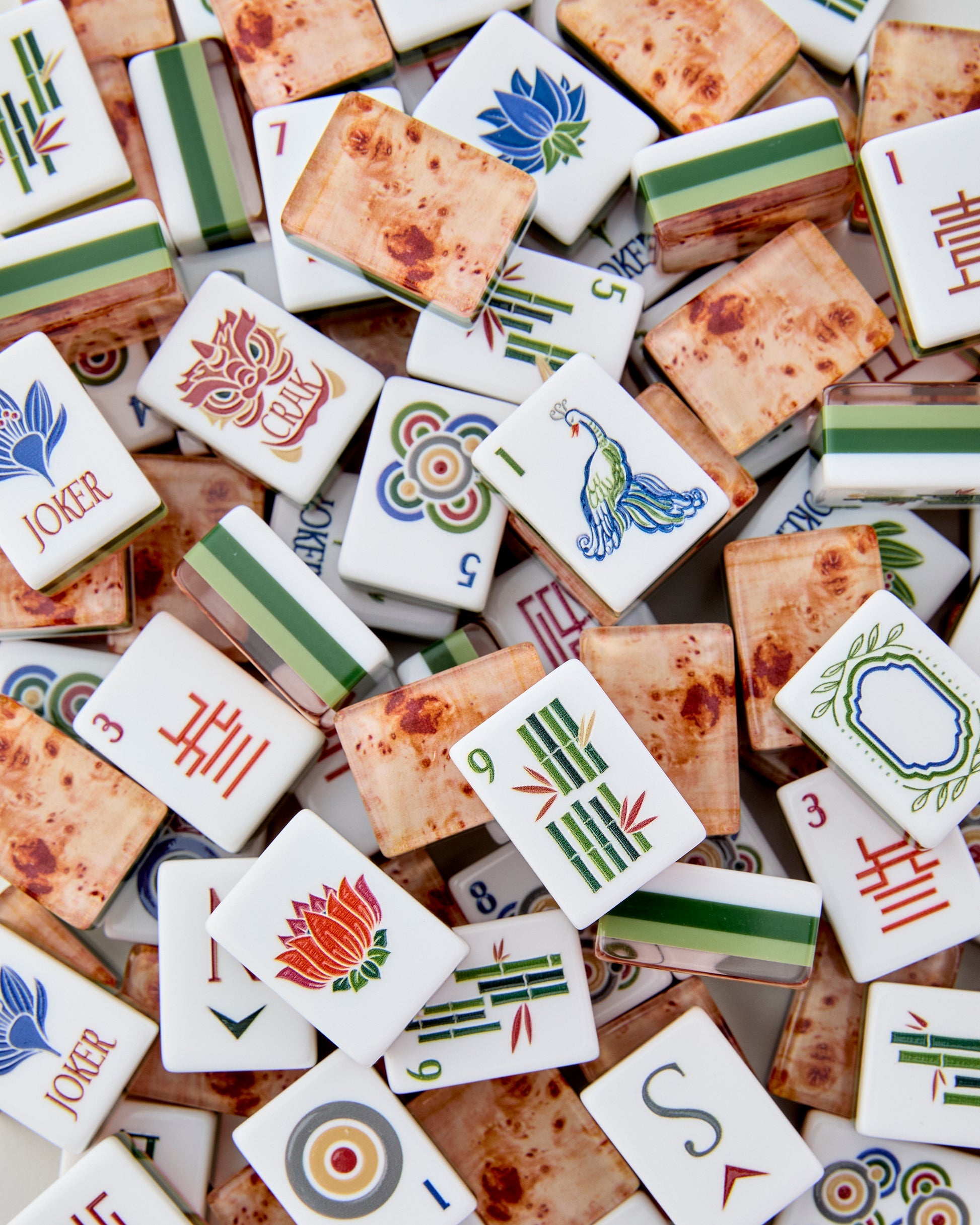 style shot of heritage mahjong tiles