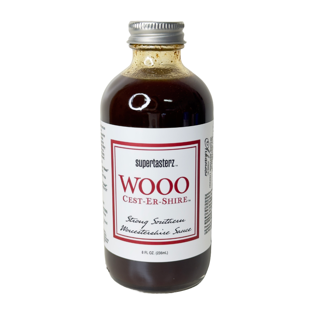 jar of Wooo Cest-Er-Shire - Strong Southern Worcestershire Sauce shown on a white background