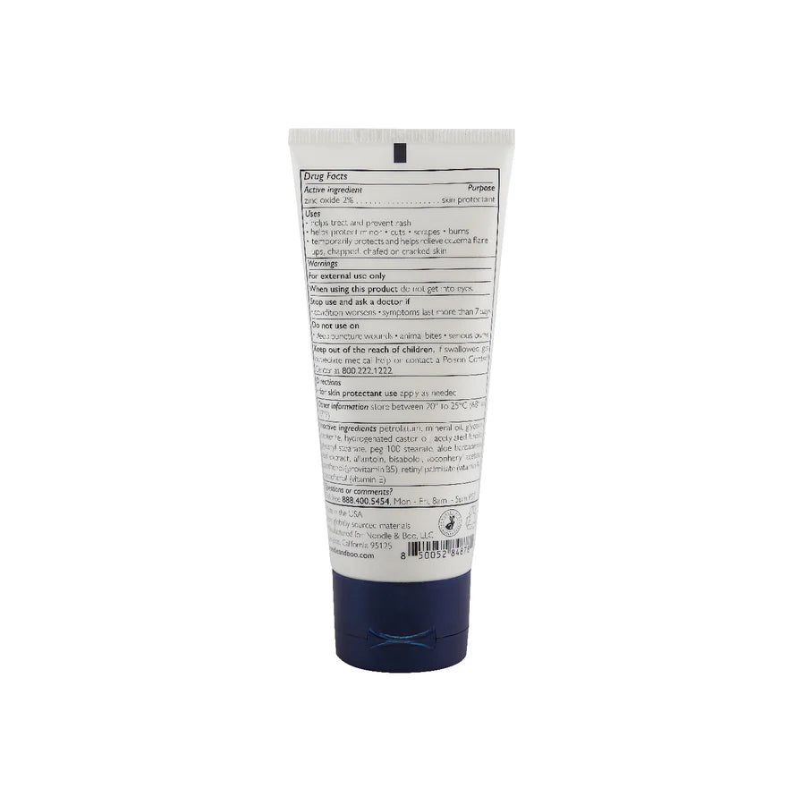 back view of Tube of cream with a label on a white background