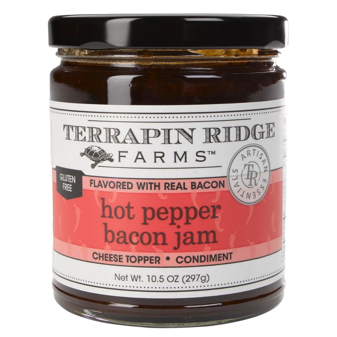 hot pepper bacon jam jar on white background