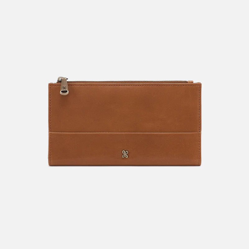 front view of jill large bifold wallet in truffle