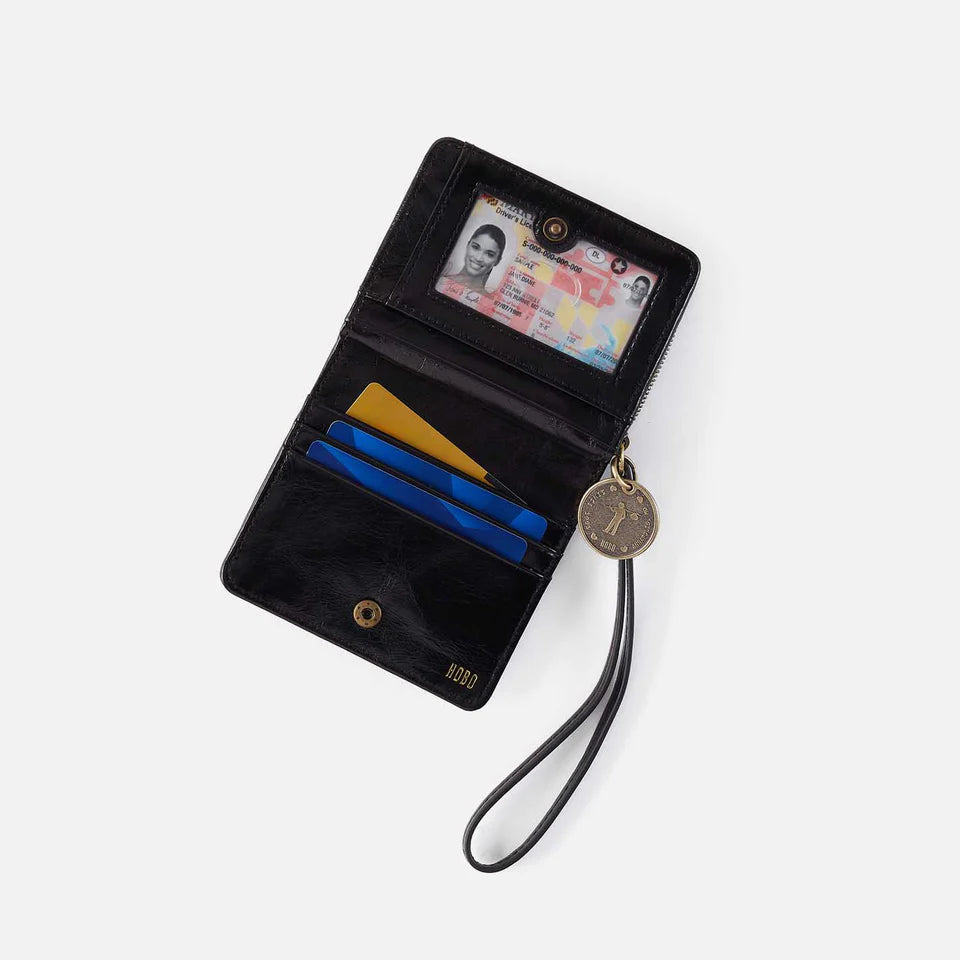 interior view of black Coin Wristlet Wallet