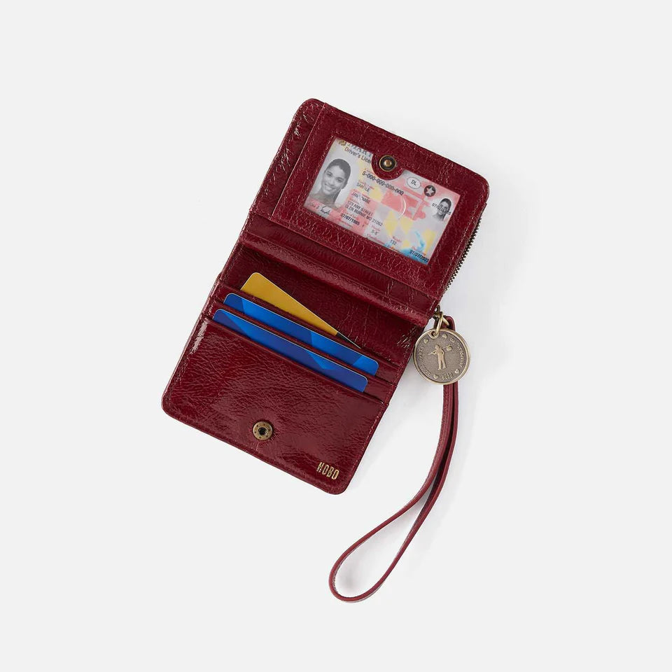 interior view of aniline gloss leather Coin Wristlet Wallet