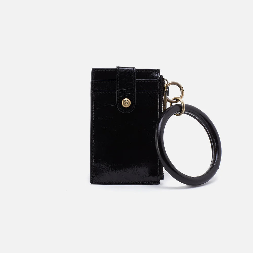 front of black Ring Credit Card Wristlet,