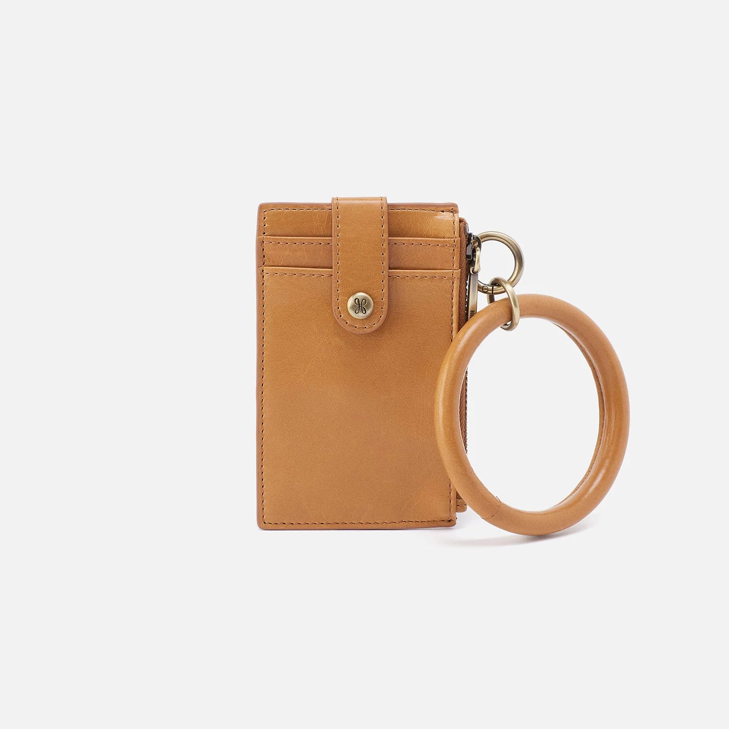 fornt of natural Ring Credit Card Wristlet