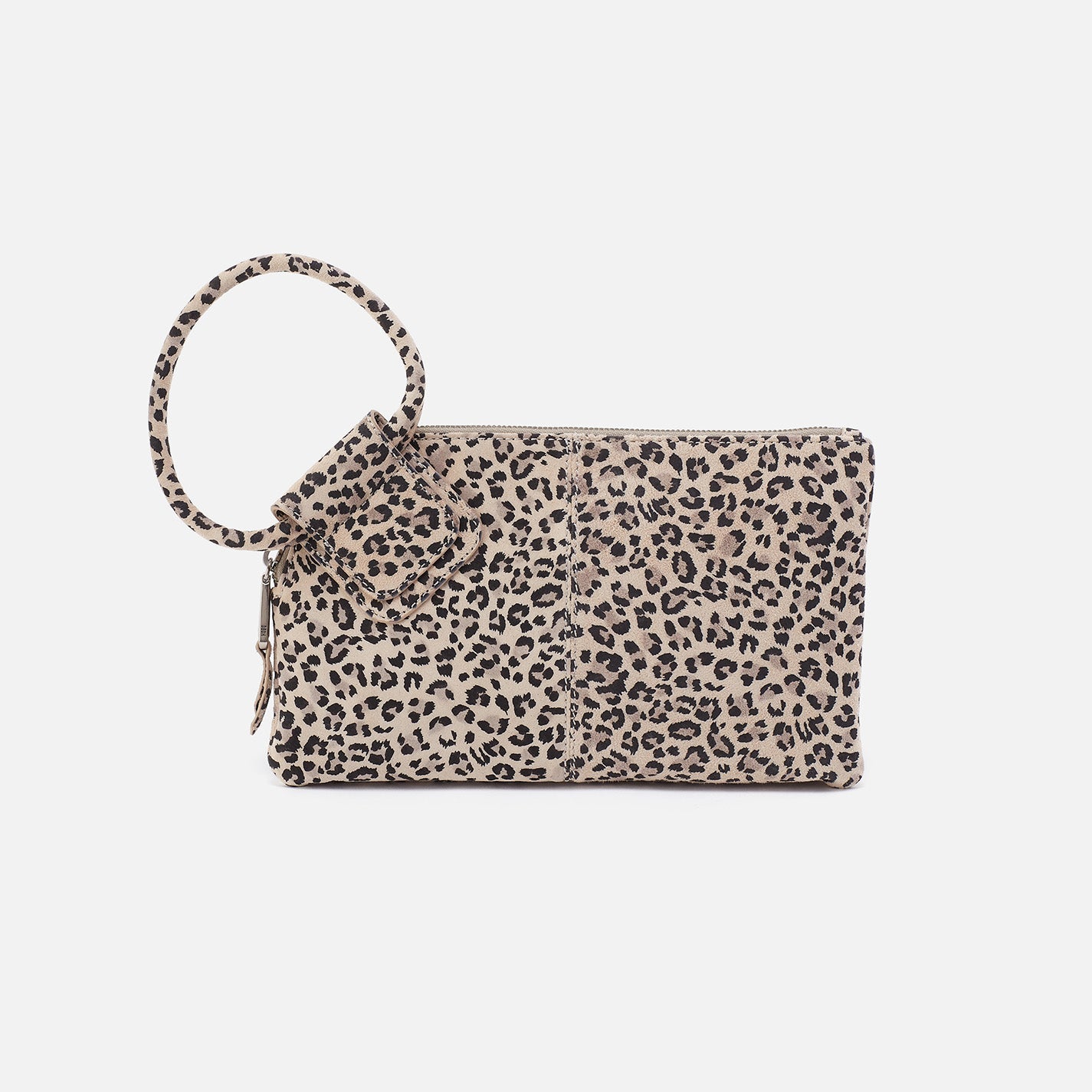 leopard Sable Wristlet on a white background.