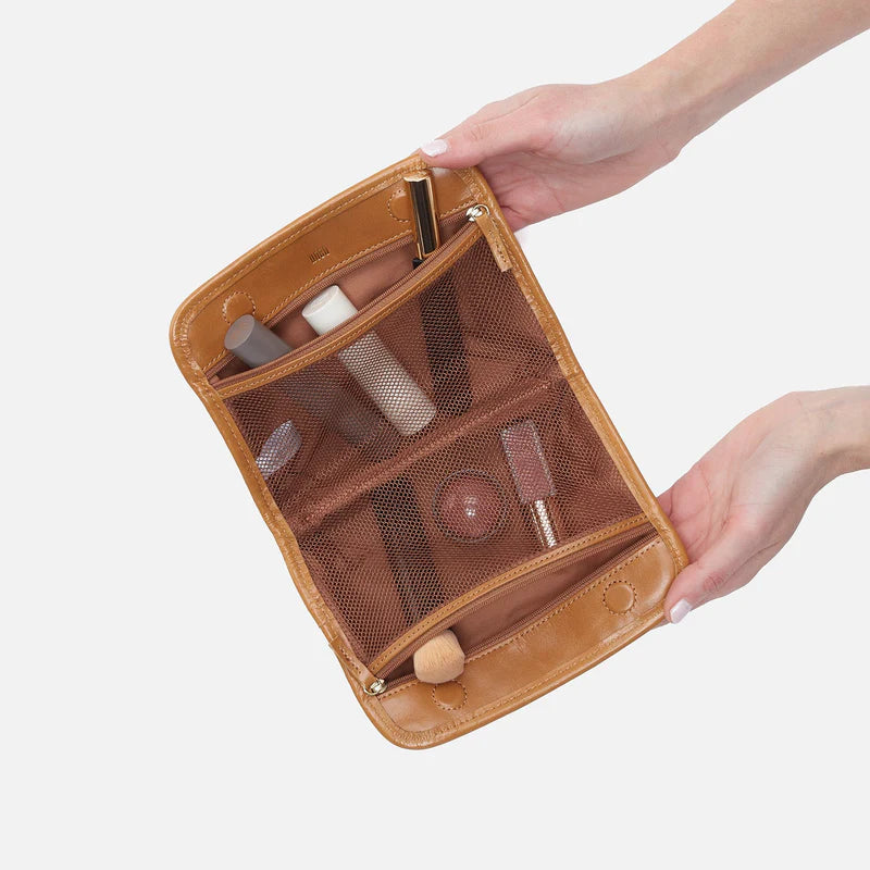 open view of the beauty organizer in the color olive veil