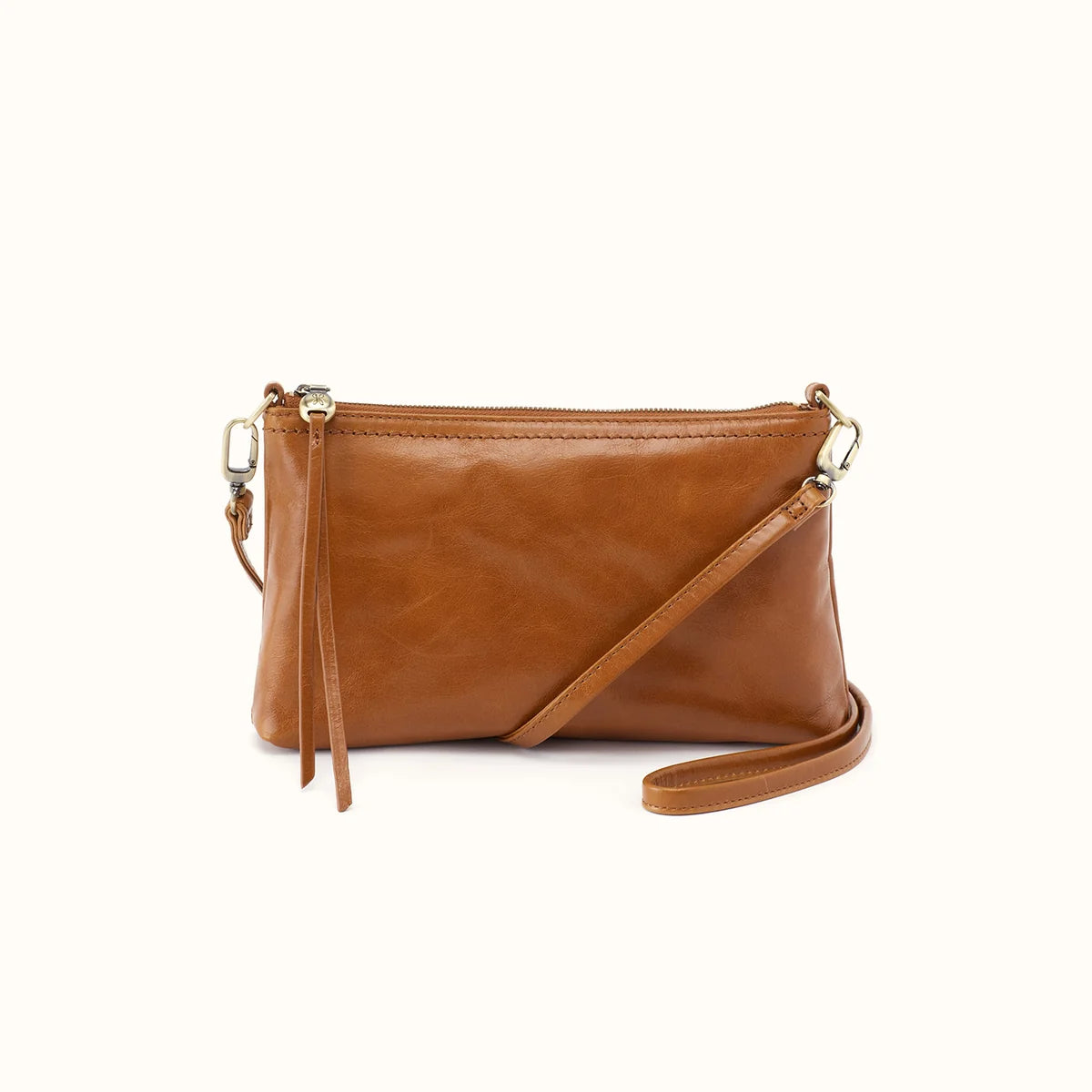 front view of the darcy cross body in the color truffle