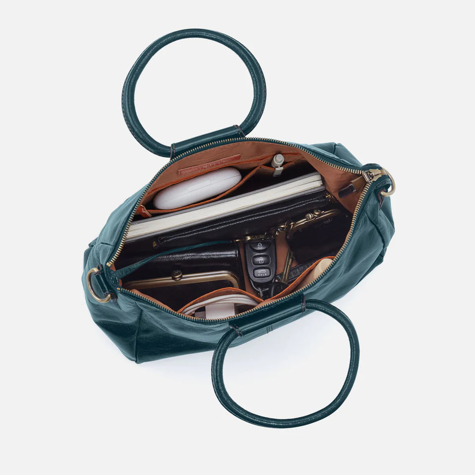 interior view of wild bluegrass Sheila Medium Satchel showing interior