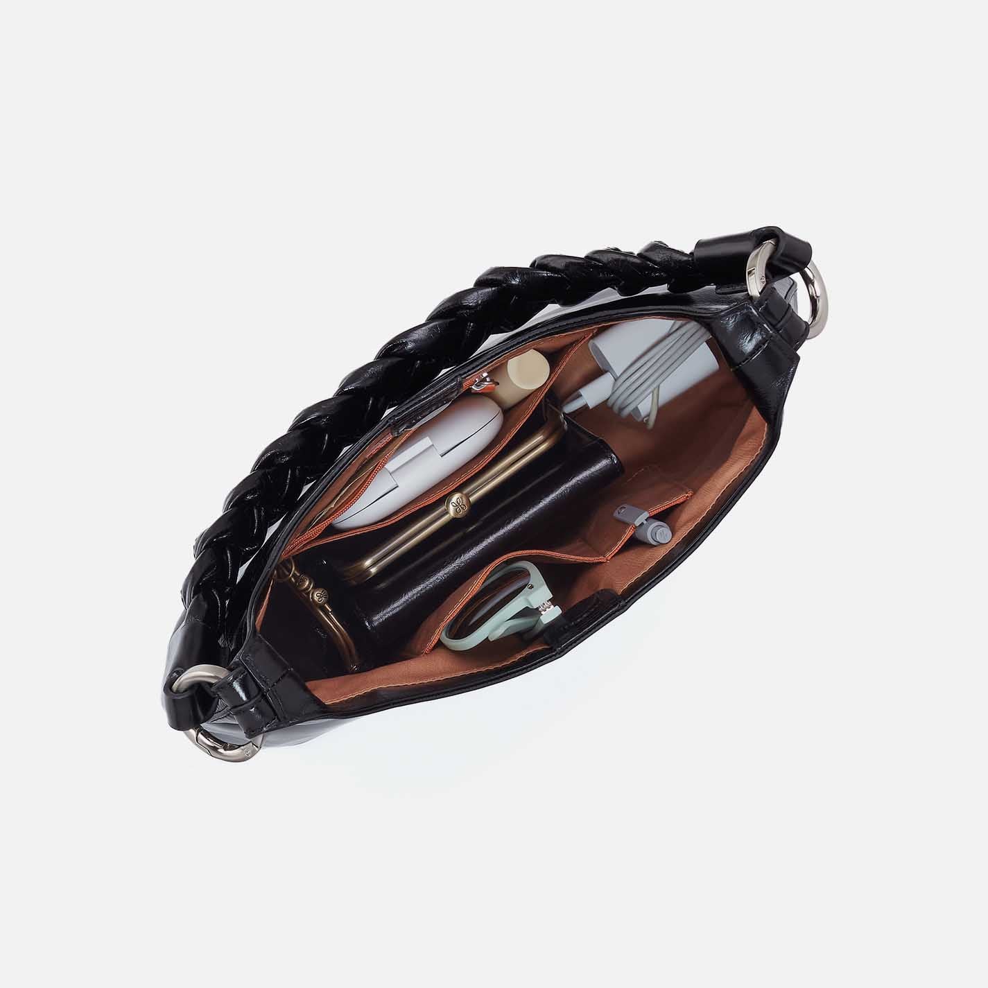 interior view of black Madison Shoulder Bag