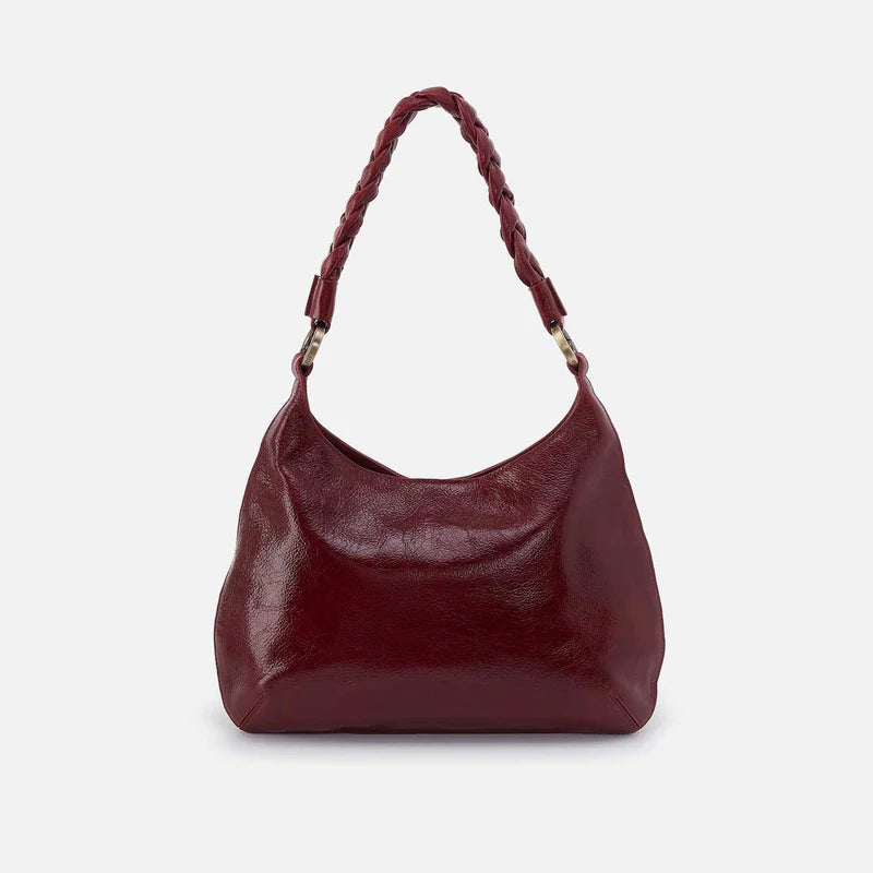 garnet gloss Madison Shoulder Bag shown on a white background
