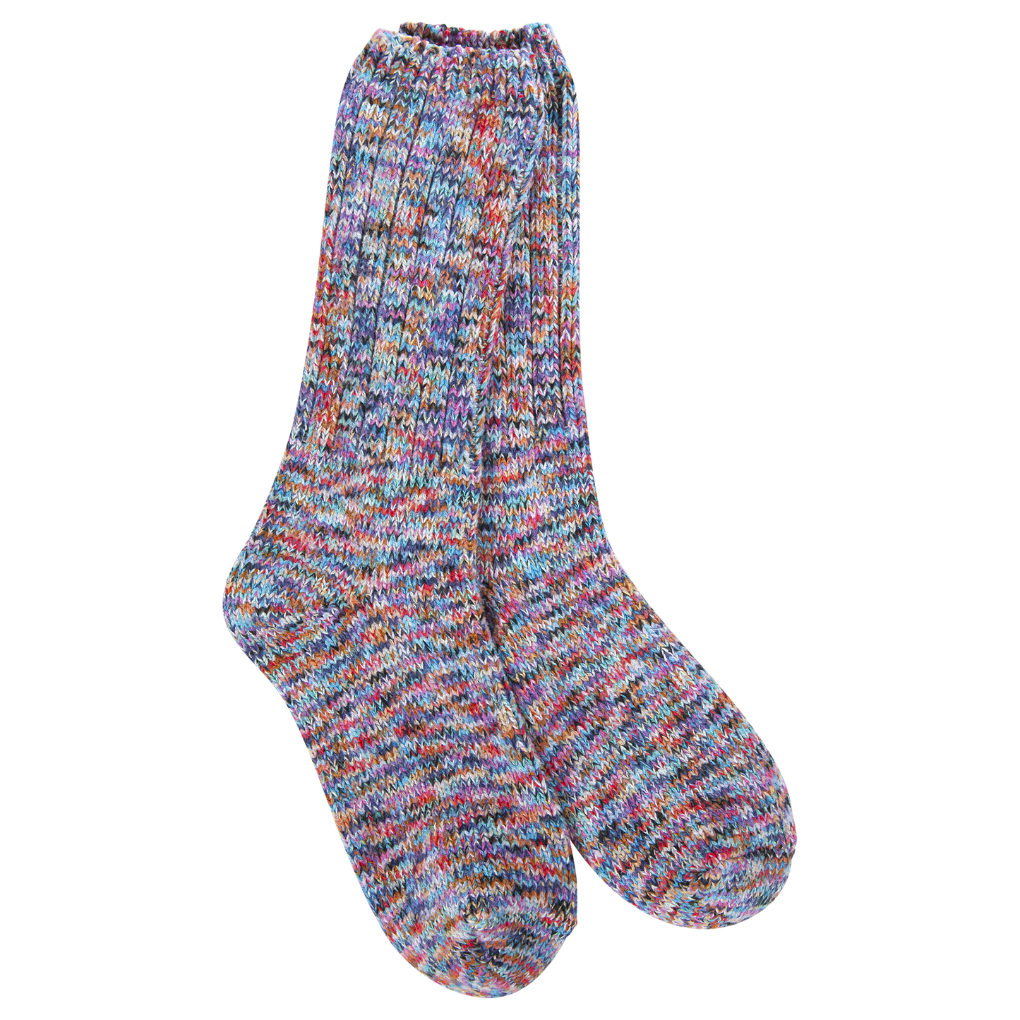 Multicolored sock on a white background