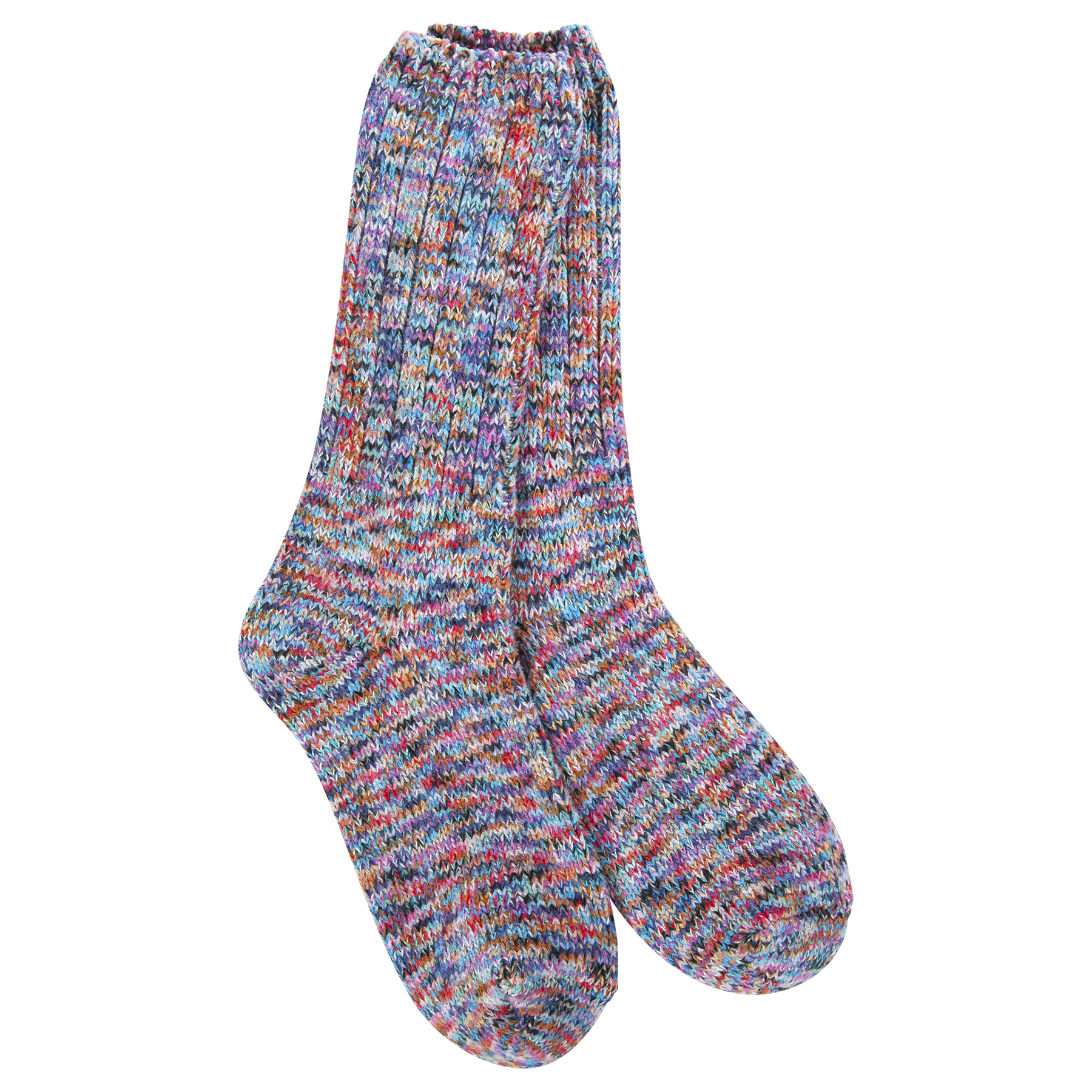 Multicolored sock on a white background