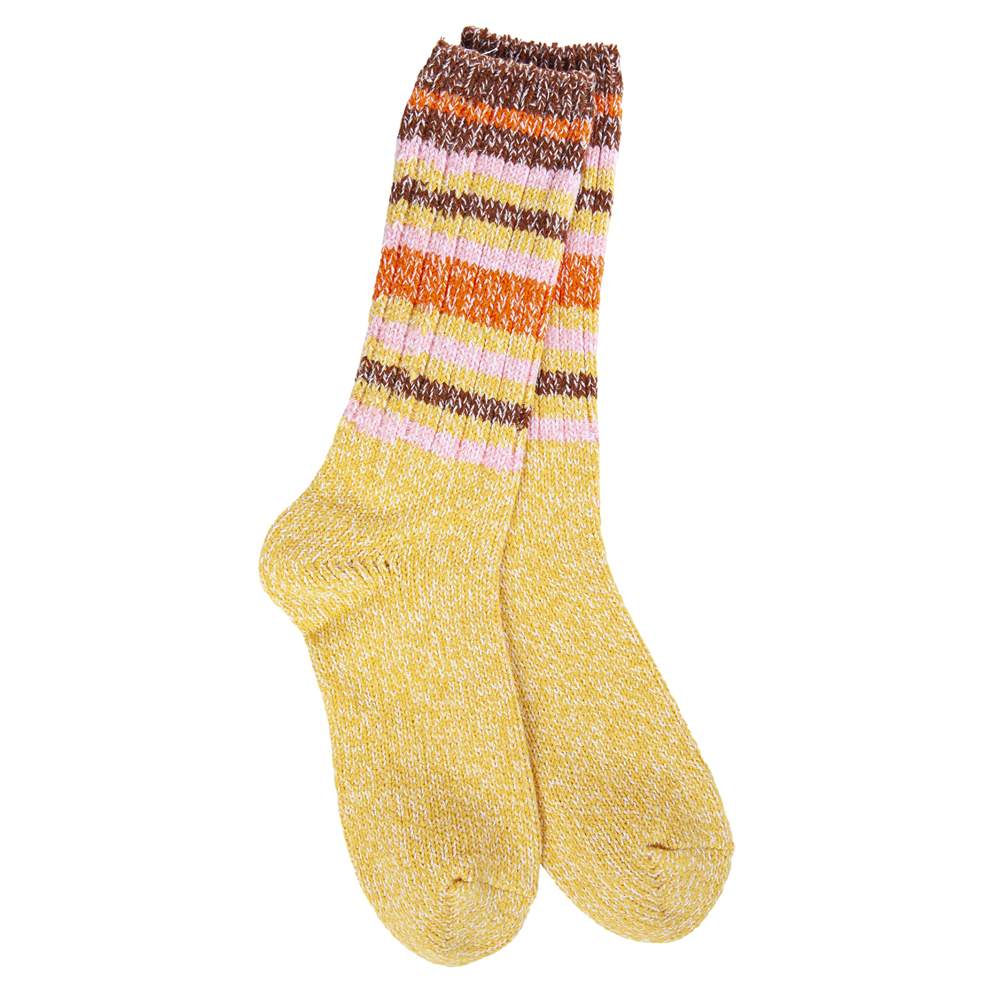 Colorful striped socks on a white background