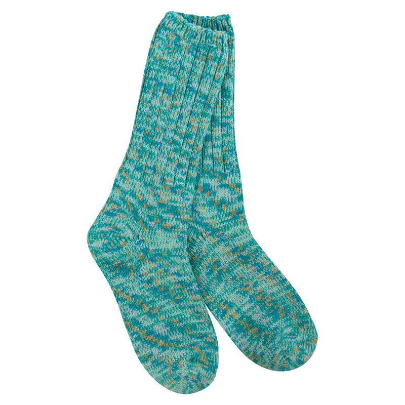 multi colored mint socks on white background