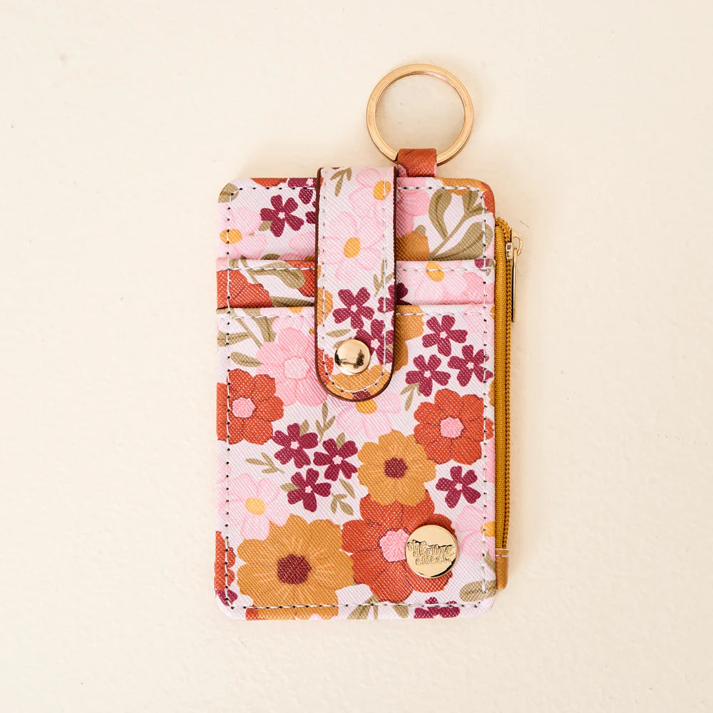 cream wild about you keychain card wallet.