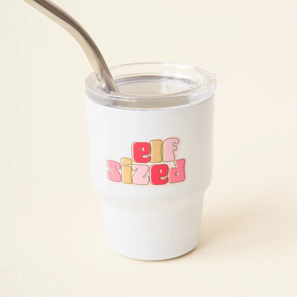 elf sized tiny tumbler shown on an off-white background.