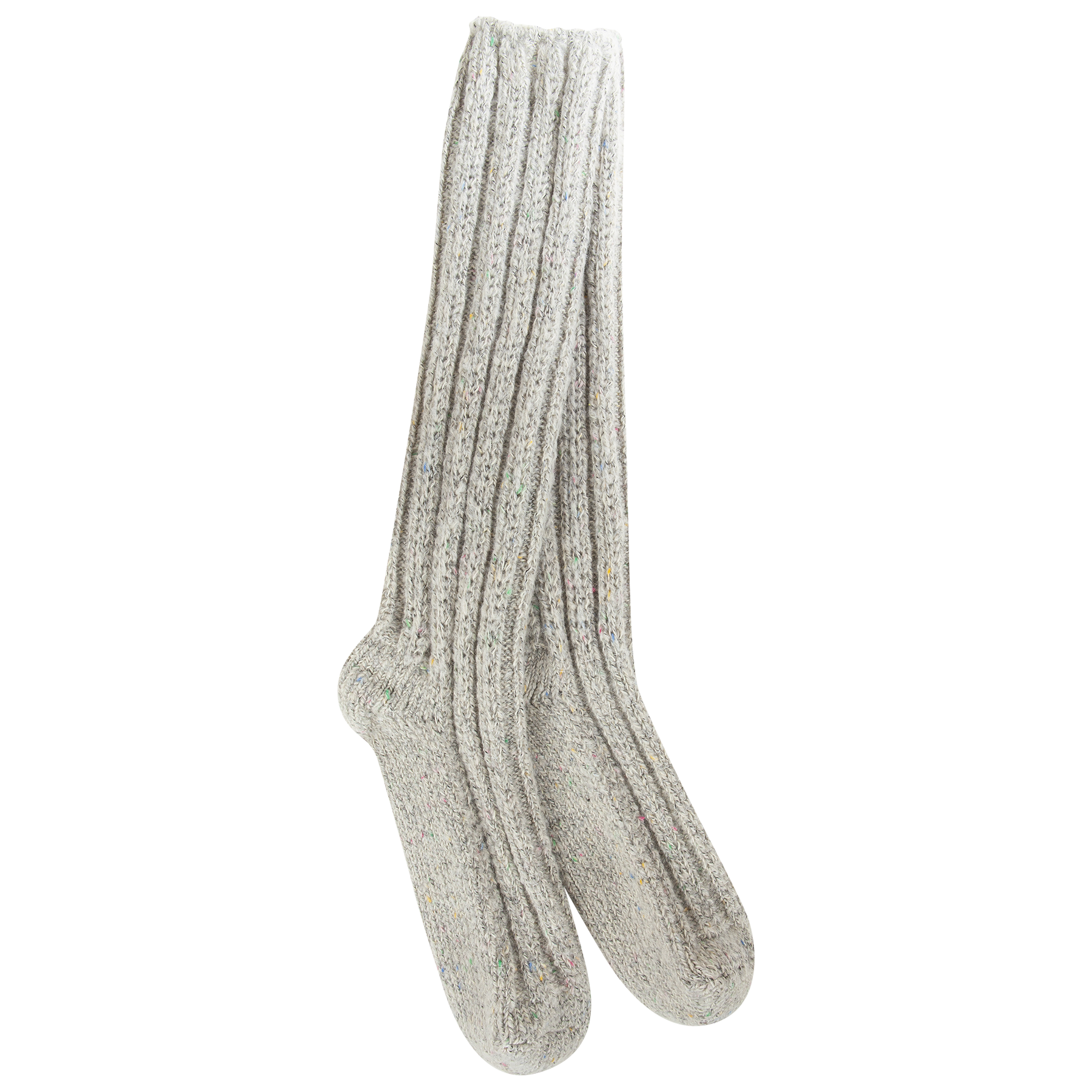 Pair of gray socks on a white background