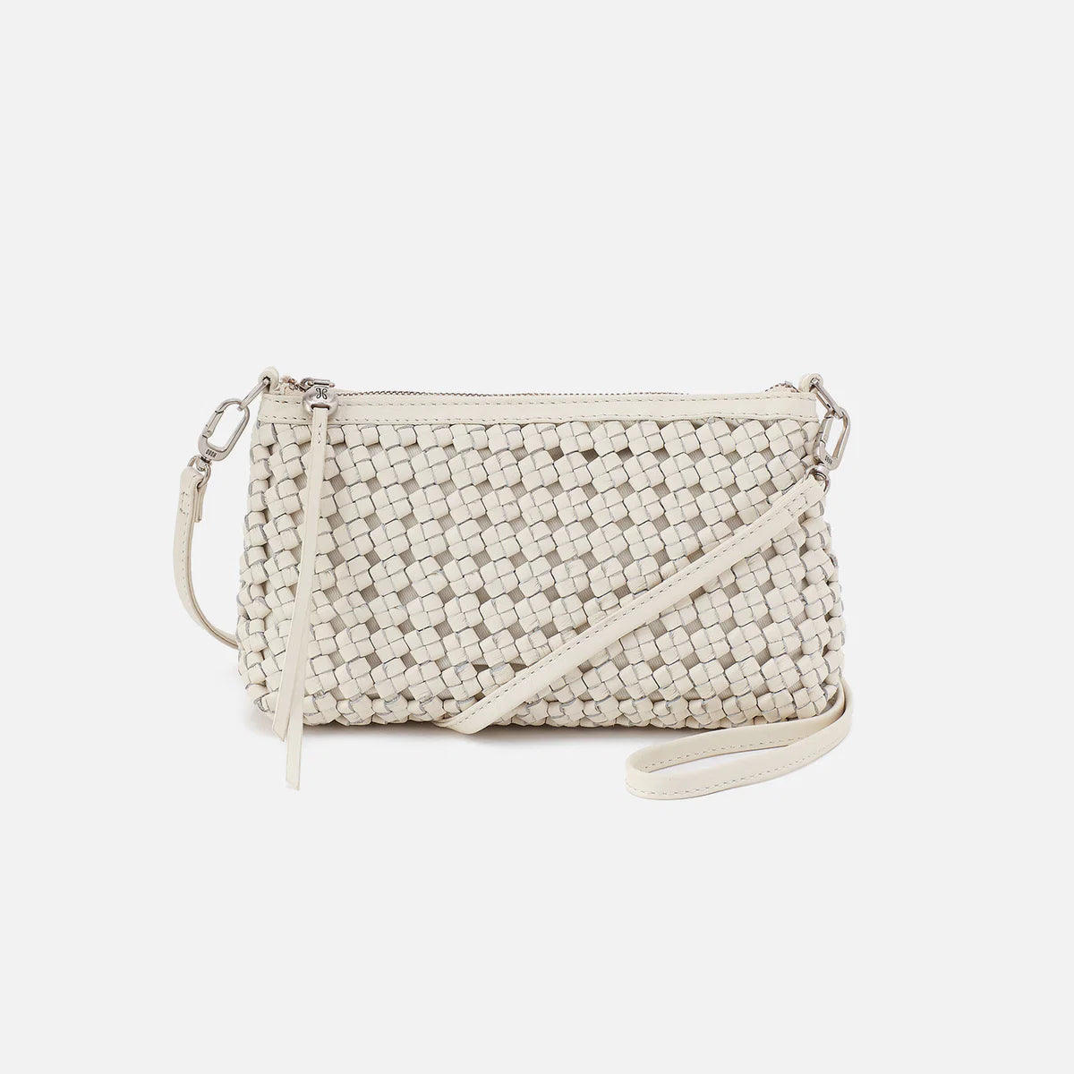 woven leather whitecap darcy bag on a white background
