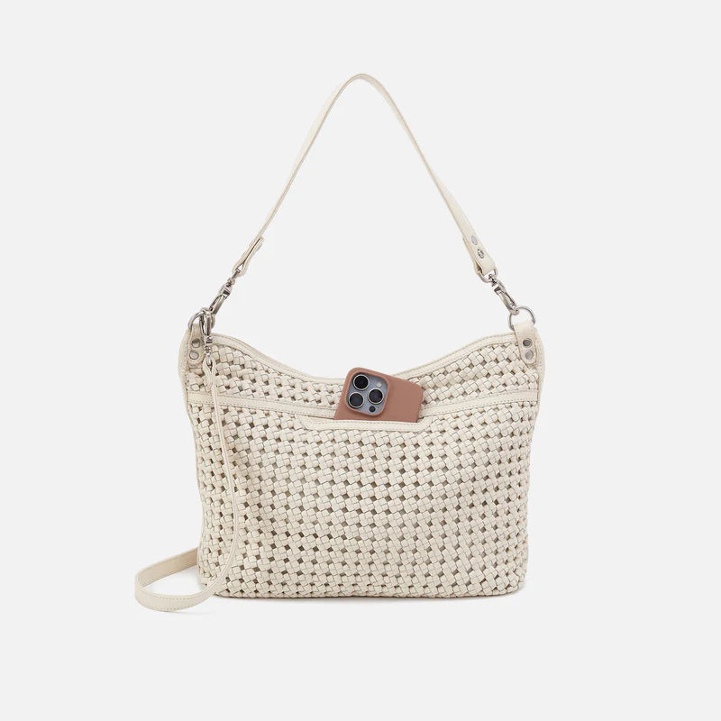 pier whitecap woven leather bag with phone pocket