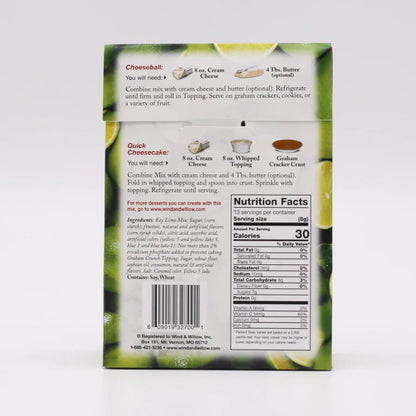 back of box of  Key Lime Cheeseball & Dessert Mix